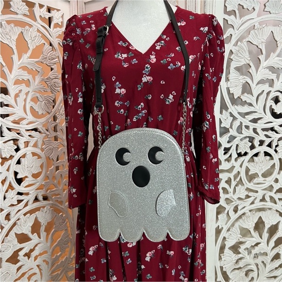 Sparkly Silver Ghost Crossbody Bag Halloween - Picture 15 of 16